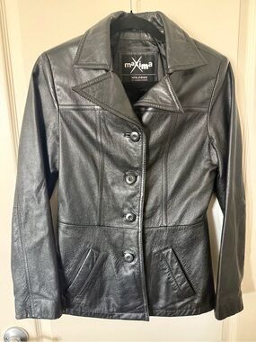 Wilson Black Leather Button-Front Women's Jacket